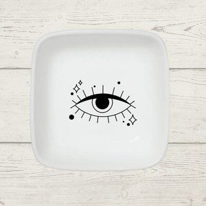 Mystical Eye White Porcelain Ring Dish